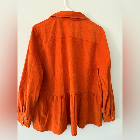 VTG The Loft Button Down Long Sleeve Blouse Shirt Flowy Shacket Orange Size L XL - Picture 6 of 8